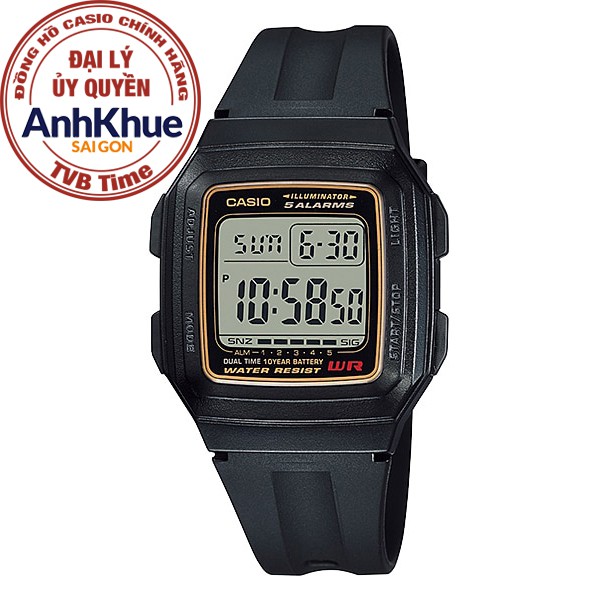 Đồng hồ nam dây nhựa Casio chính hãng Anh Khuê F-201WA-9ADF