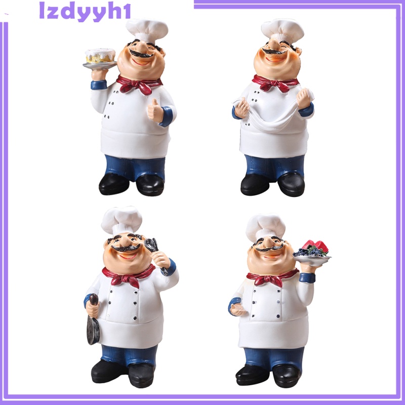 JoyDIY  4Pcs Resin Kitchen Chef Statue Figurine Decor Home Table Centerpiece