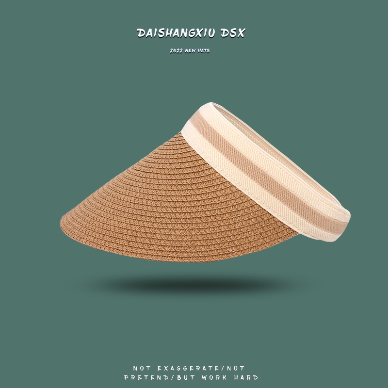 Mũ Cói Vành Rộng Hở Chóp Chống Nắng Ba Màu Sắc Dễ Phối Đồ Mang Đi Du Lịch