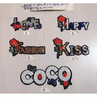 sticker hình ủi chữ hoa kim sa phụ kiện may mặc trang trí quần áo, handmade,DIY