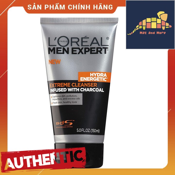 [CHÍNH HÃNG] Sữa rửa mặt than hoạt tính cho nam L'Oreal Men Expert Hydra Energetic Black Charcoal Face Wash 150ml