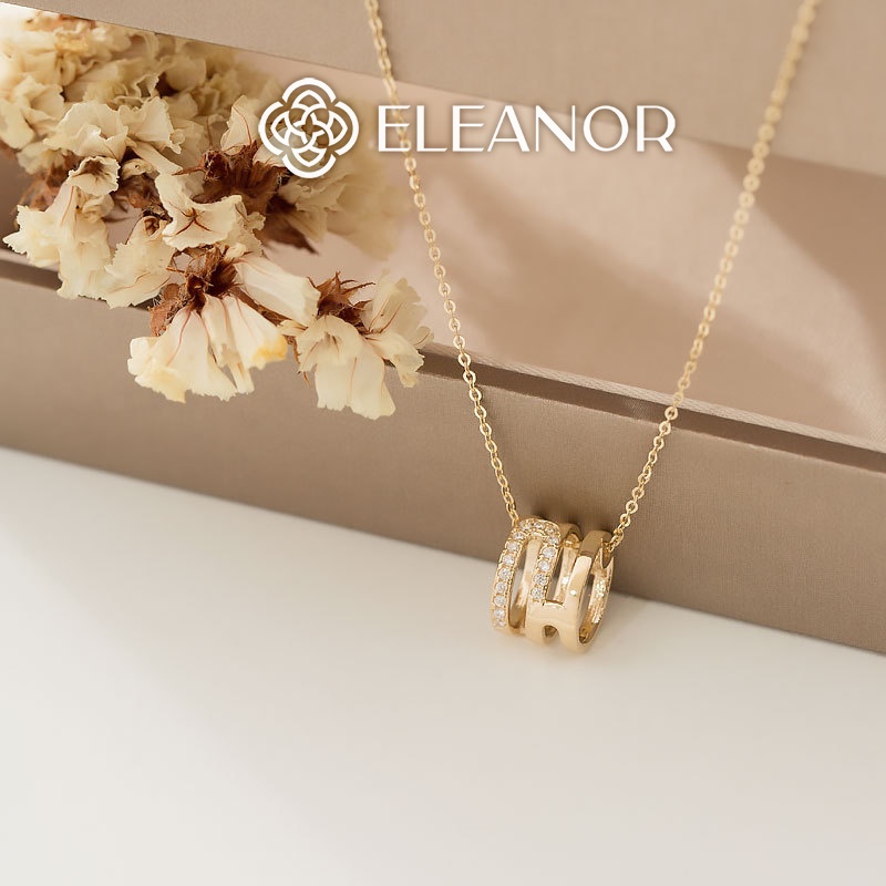 Dây chuyền nữ bạc 925 Eleanor Accessories mặt tròn đính đá phụ kiện trang sức đơn giản