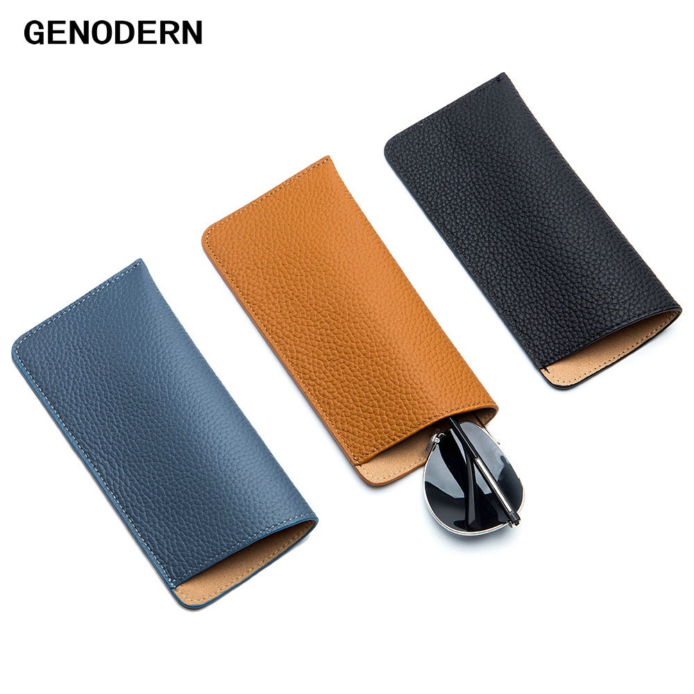Genuine Leather Glasses Bag Soft Presbyopic Myopia Sun Glasses Case Portable Men's & Women's Sunglas