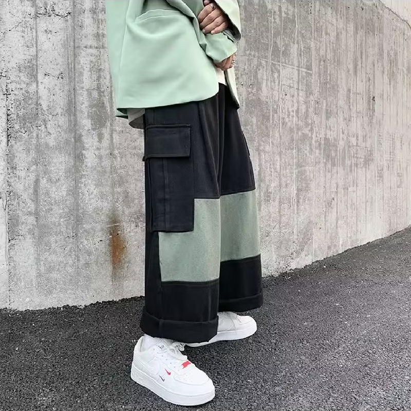 Quần Dài Dáng Rộng Phối Túi Lớn Thoải Mái Phong Cách Hip Hop Nhật Bản Cho Nam size M-3XL