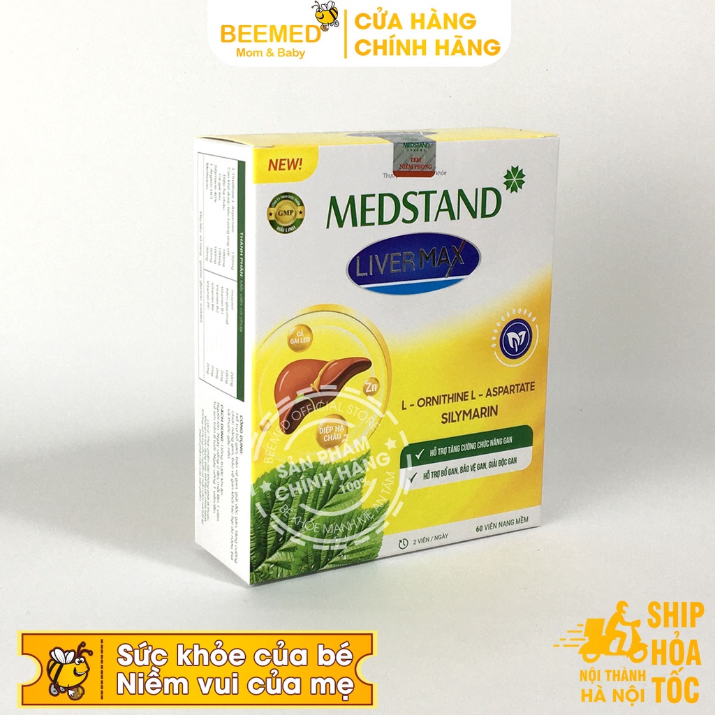 Giải độc gan, bảo vệ gan khỏi rượu bia - Medstand Liver Max Hộp 60 viên từ cà gai leo, diệp hạ châu