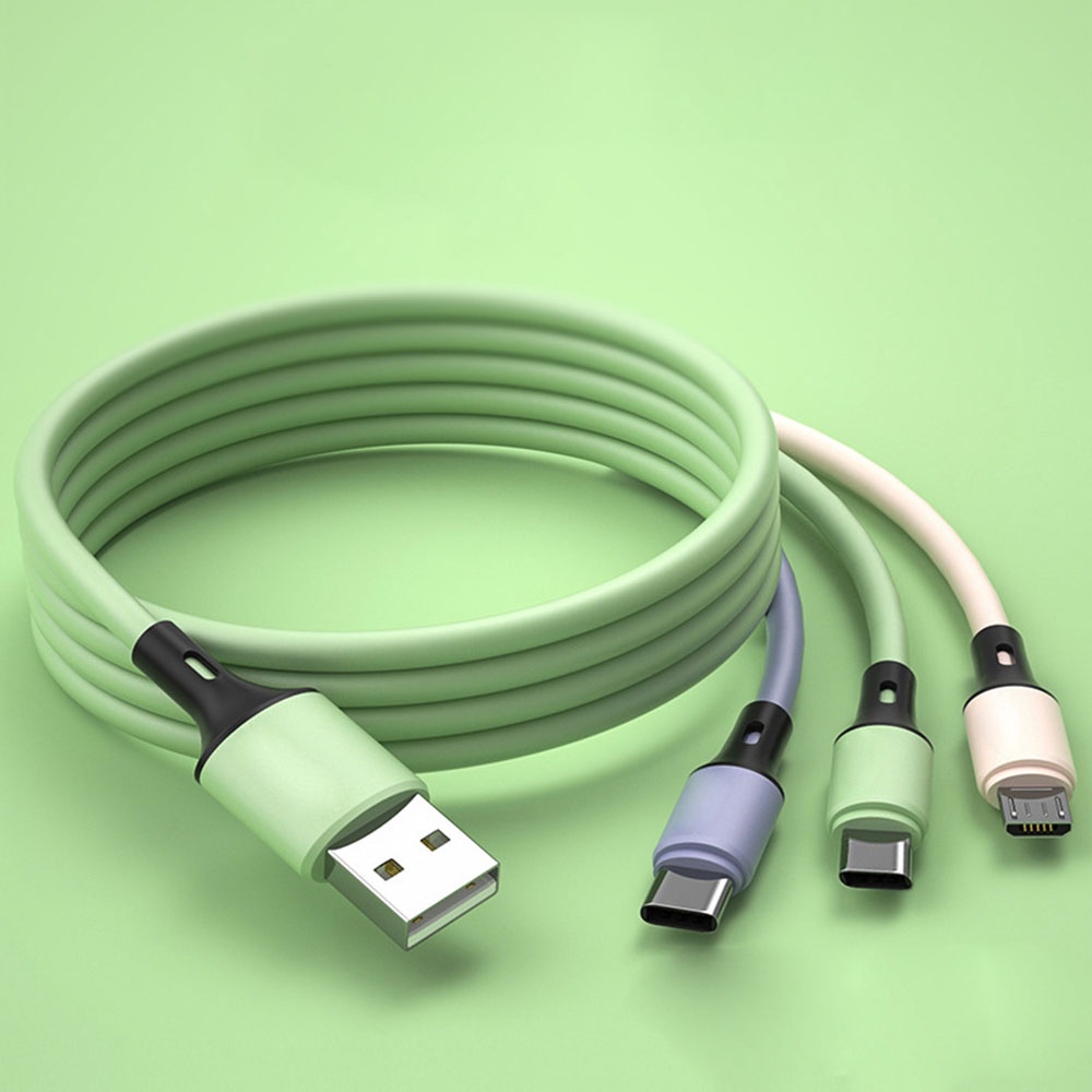Cáp Sạc Điện Thoại Di Động 3 Trong 1 Type-c Android IPhone USB Bằng Silicon Nhanh