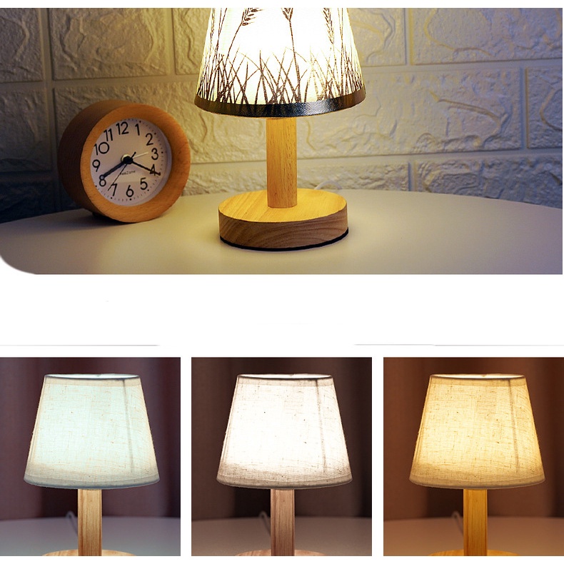 Đèn ngủ để bàn đế gỗ phong cách bắc âu