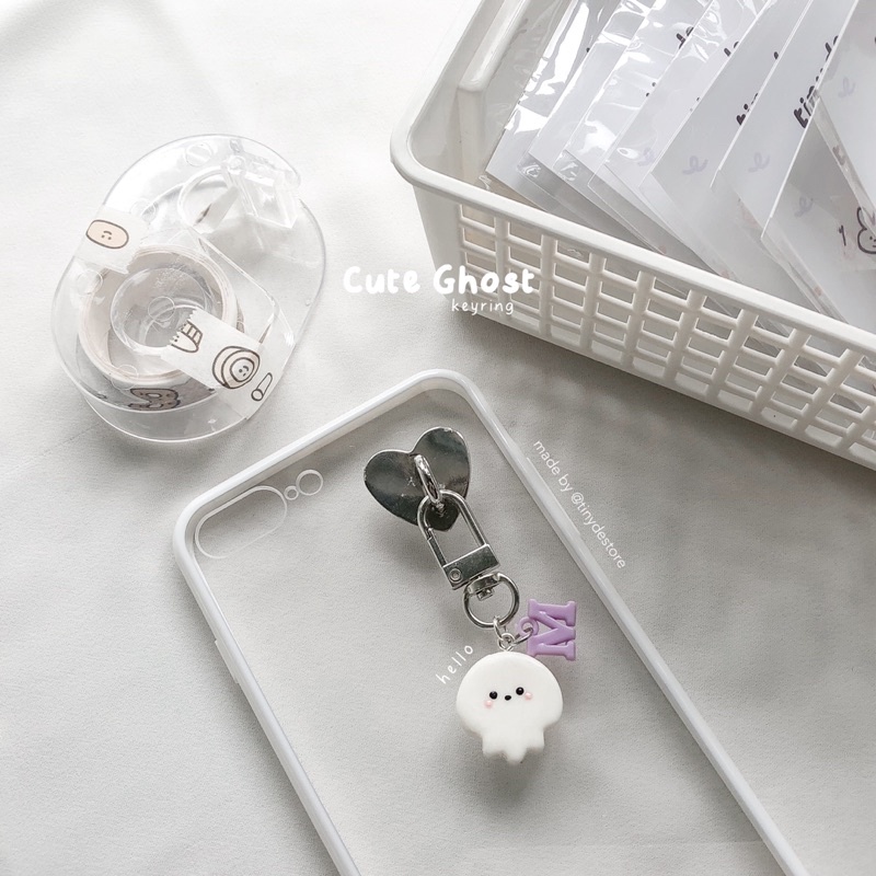 Móc khoá đất sét bé ma dễ thương
