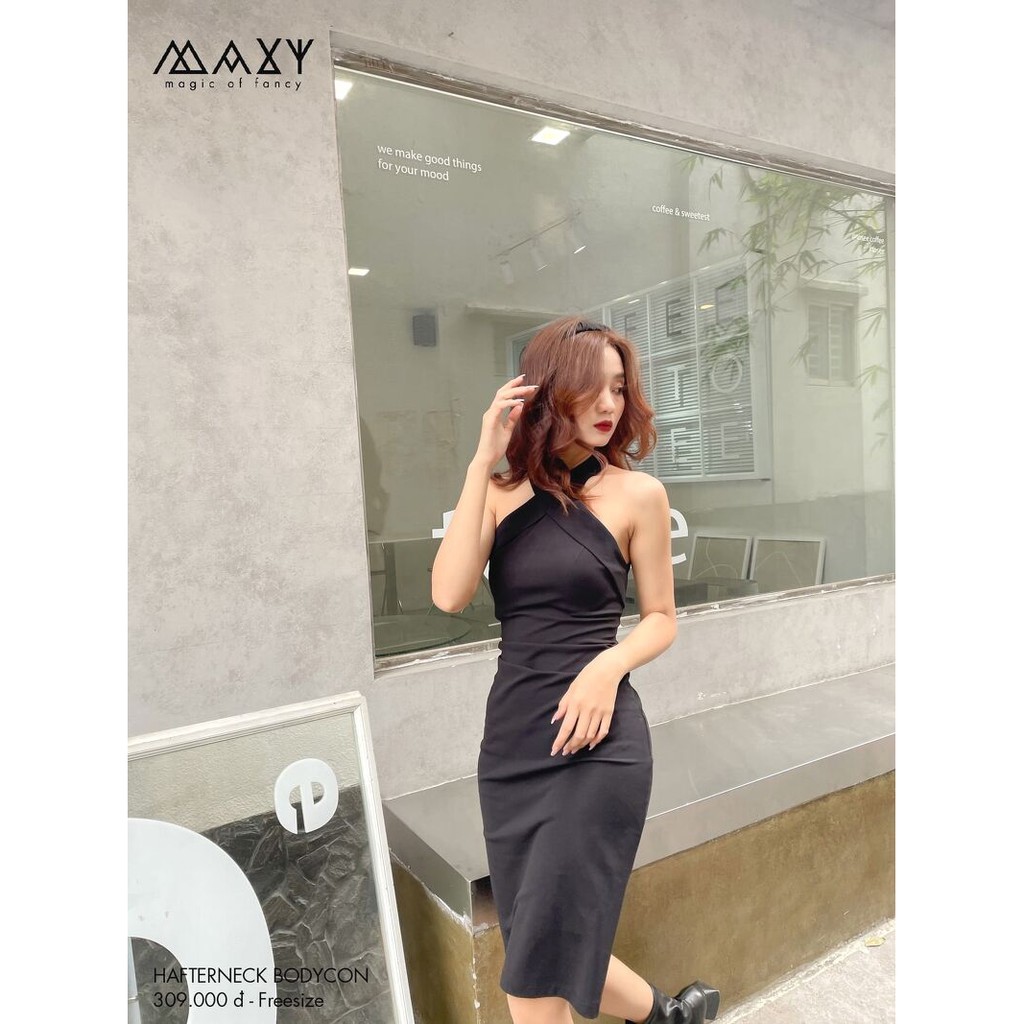 [Mã FAGREAT1505 giảm 8% tối đa 50K đơn 250K] ĐẦM - HALTER NECK BODYCON - Đầm body cổ yếm