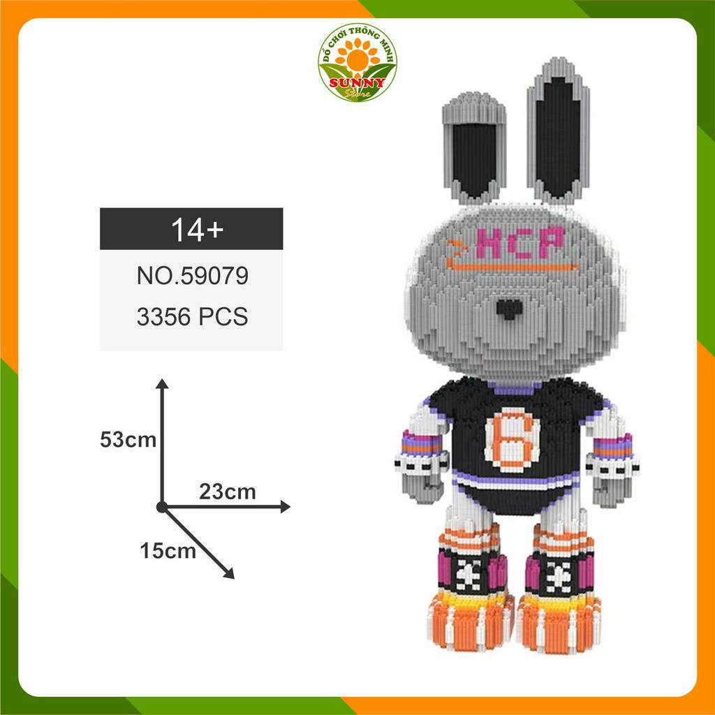 Đồ chơi lắp ghép Thỏ Mo Mo sắc màu cá tính - Mô hình lắp ghép 3D Thỏ Mo Mo - Cao 53cm - 3500+pcs - Sunny