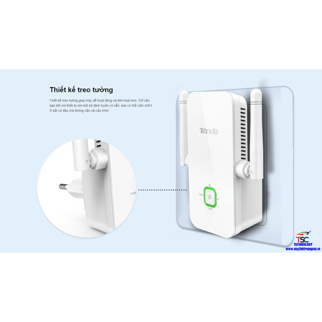 Tenda A301/ A9 - Bộ Mở Rộng Sóng Wifi Chuẩn N Tốc Độ 300Mbps