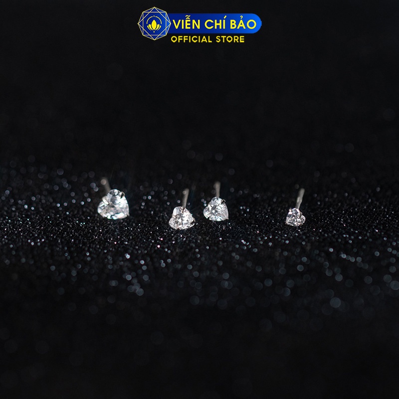 Bông tai bạc nữ trái tim đá trắng chất liệu bạc 925 thời trang phụ kiện trang sức nữ Viễn Chí Bảo B400351