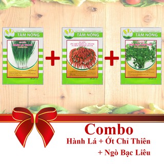[Combo 3 Gói Hạt Giống] Hành Lá + Ngò + Ớt