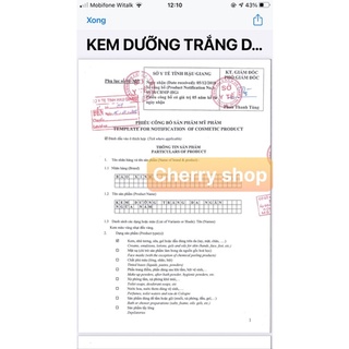 Kem bảo xinh đủ giấy công bố