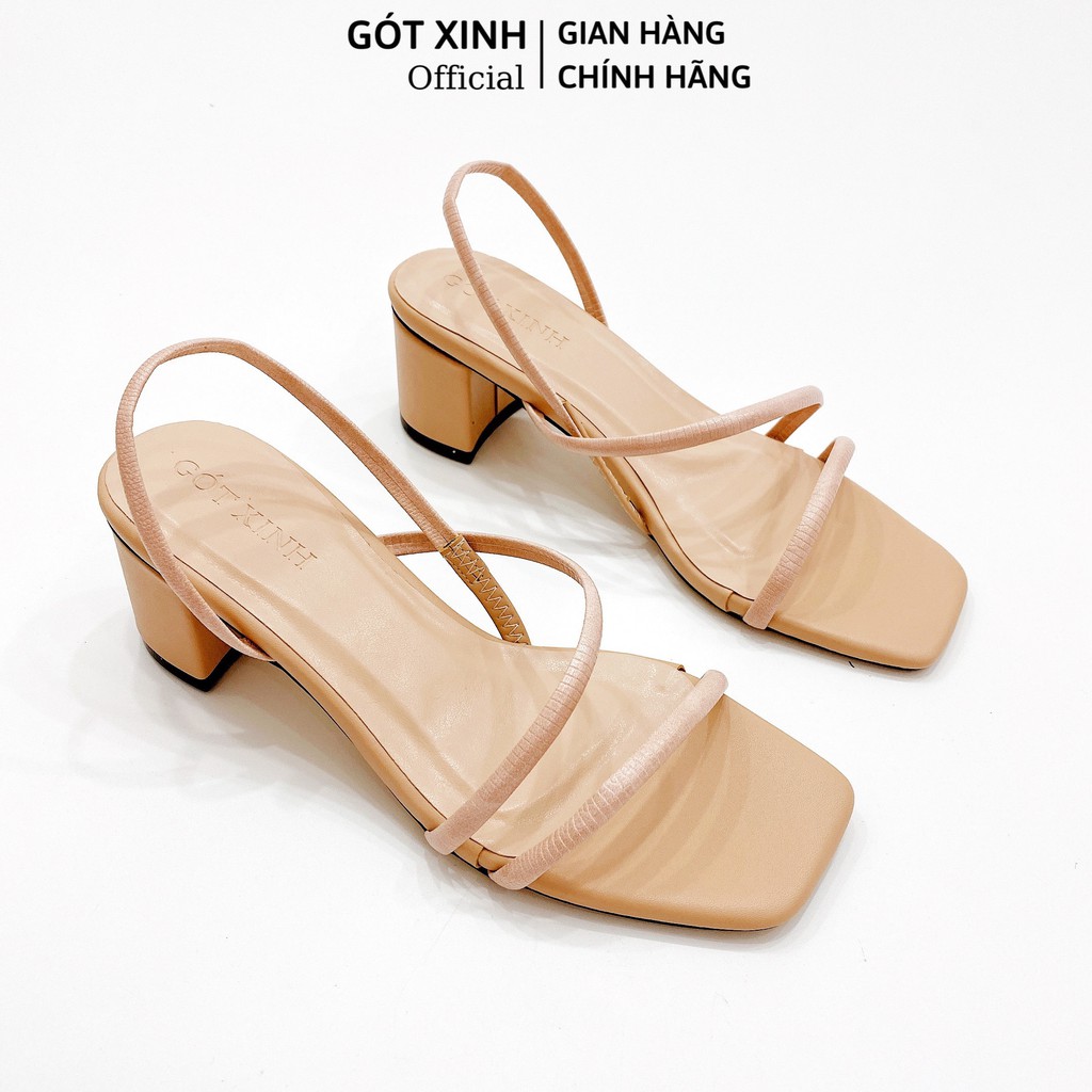 Sandal Gót Xinh GD18 Da Mềm Đế Vuông đế cao 5cm