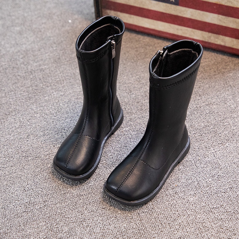 Giày bốt da cổ cao màu trơn chất lượng cao cho bé gái | BigBuy360 - bigbuy360.vn