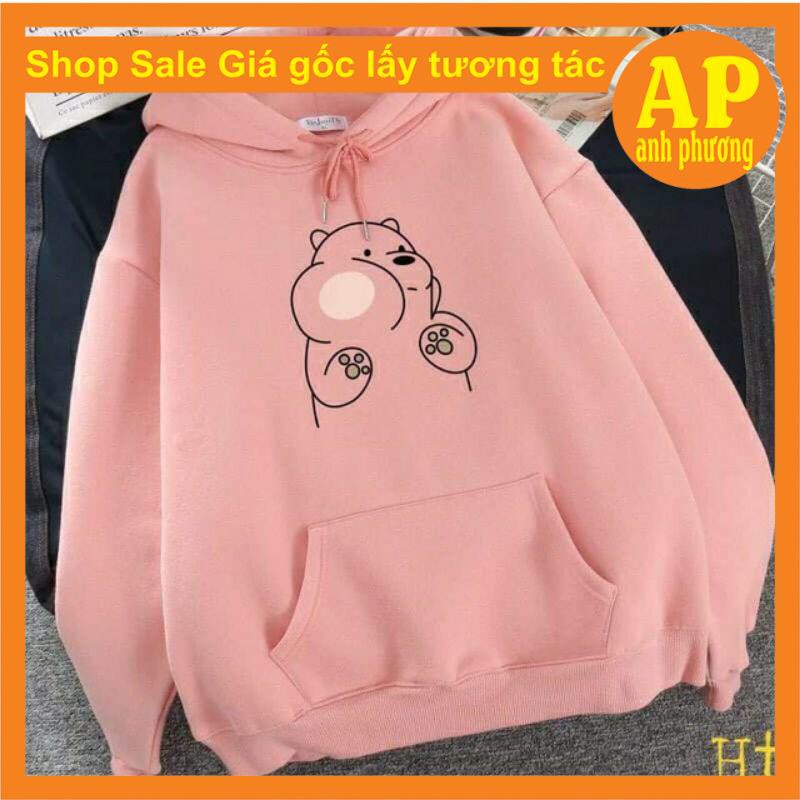 Áo hoodie basic gấu má phính Ht nỉ hodie nam nữ unisex forn thụng