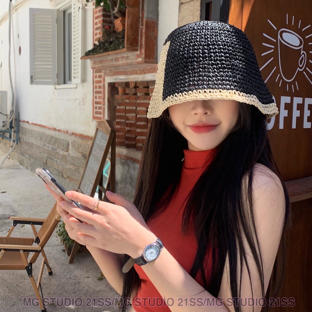 MG STUDIO/summer straw bucket hat