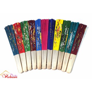 Quạt lụa cảnh làng quê Việt Nam (Dài 27 cm)