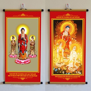Tranh Phật Giáo treo tường 30x60cm bằng vải phủ bóng cao cấp dày dặn