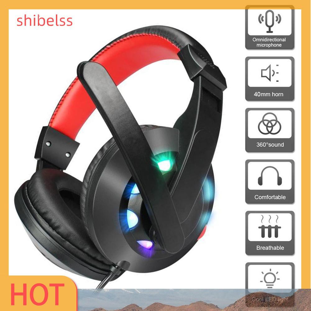 （ʚshibelss）A65 3.5mm Wired Headset Stereo Deep Bass Microphone Music Gaming Headphone