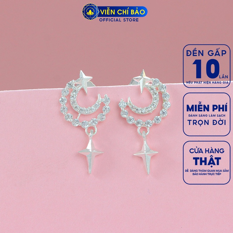 Bông tai bạc nữ to the Moon chất liệu bạc 925 thời trang phụ kiện trang sức nữ Viễn Chí Bảo B400528
