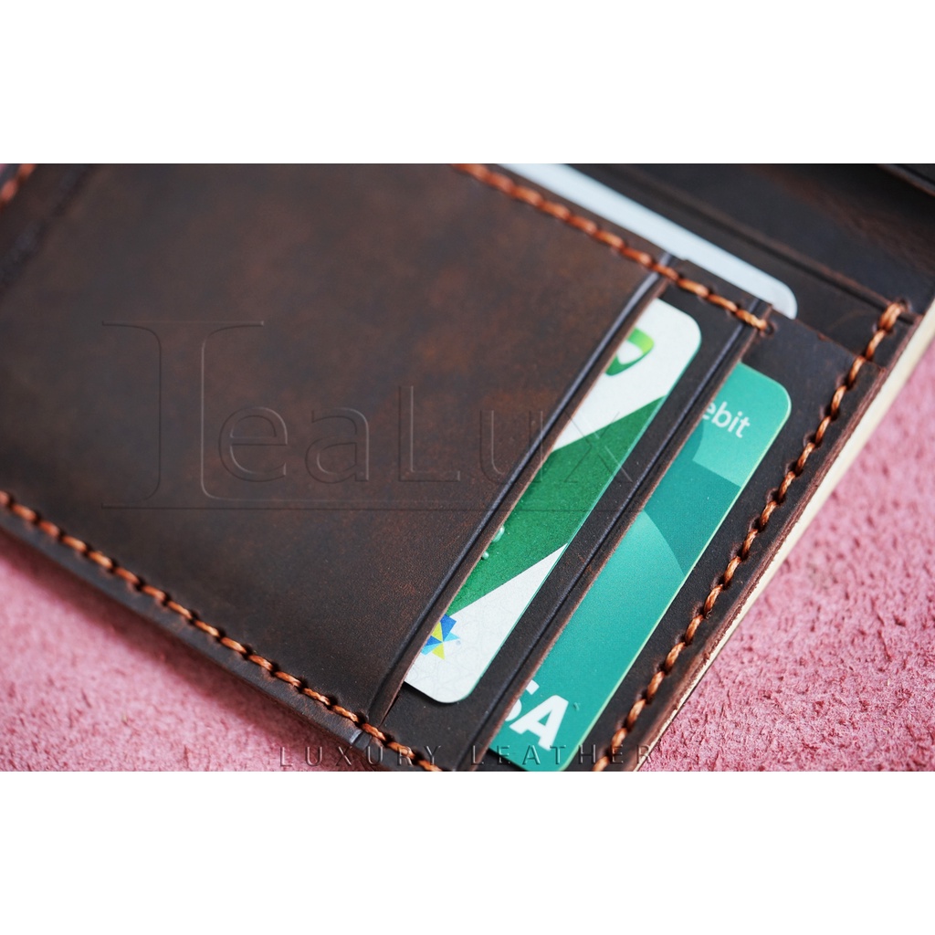 Ví Đứng Da Sáp Mini Handmade LEALUX The Stand Wallet Mini