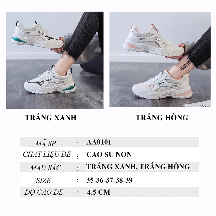 (FREESHIP)Giày thể thao nữ sneaker đế cao giá rẻ hàng hiệu chính hãng siêu nhẹ hot 2021 TAMI-AA0101