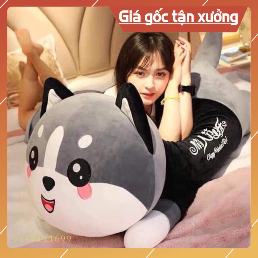 Gấu Bông Mèo Xám Dễ Thương Khổng Lồ Lông Nhung Bông Mềm Mịn - Gấu Bông Husky - GB16