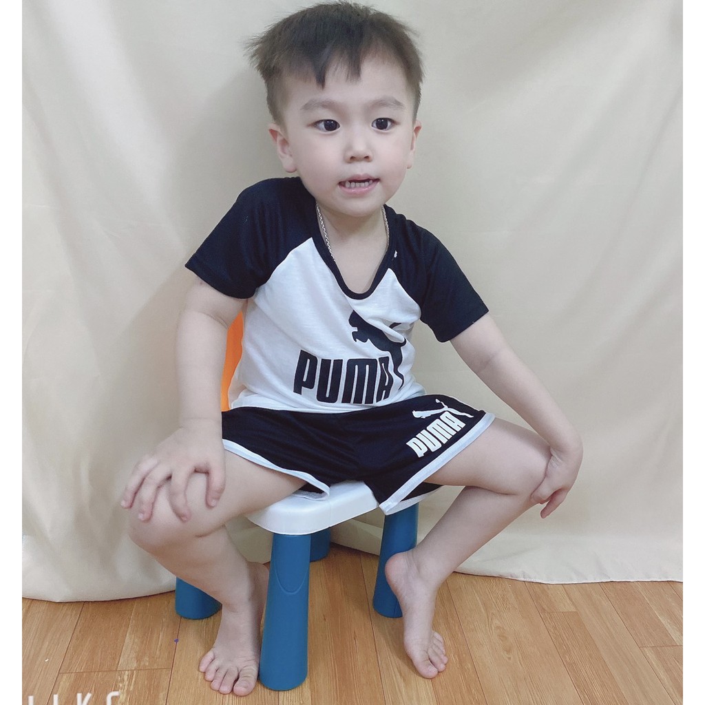 Quần áo bé trai, Bộ cộc bé trai,Bộ cộc tay cho bé,quần áo thể thao, SET bộ PUMA chất đũi cho bé siêu mát