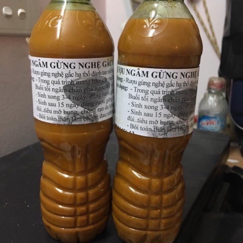 Cốt gừng nghệ gấc hạ thổ 100 ngày. Tiêu mỡ sau sinh. chai 500ml chống rạn da hiệu quả