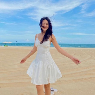 Đầm trắng 2 dây body đuôi cá ,Váy 2 dây dáng lỡ cho mùa hè