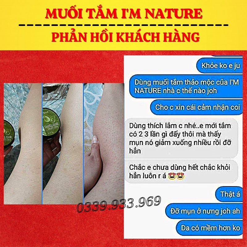 Muối Tắm Thảo Mộc I'm Nature - Muối Tắm Giảm Mụn Lưng, Mụn Body, Viêm Nang Lông 220Gr