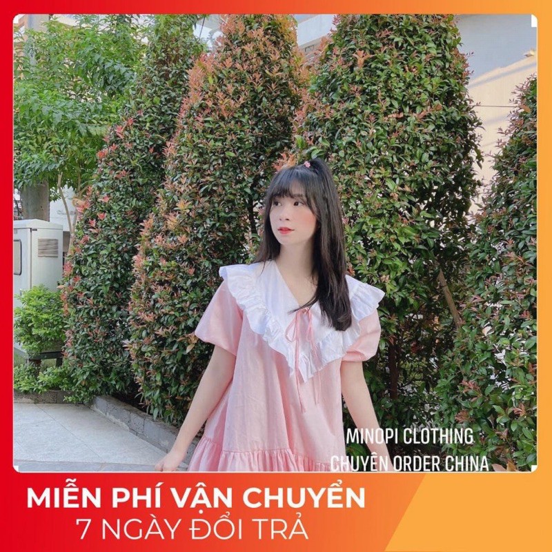 Váy Hồng  Phối Cổ Bèo Babydoll Siêu Bánh Bèo  Mặc Đi Dự Sinh Nhật Thì ...