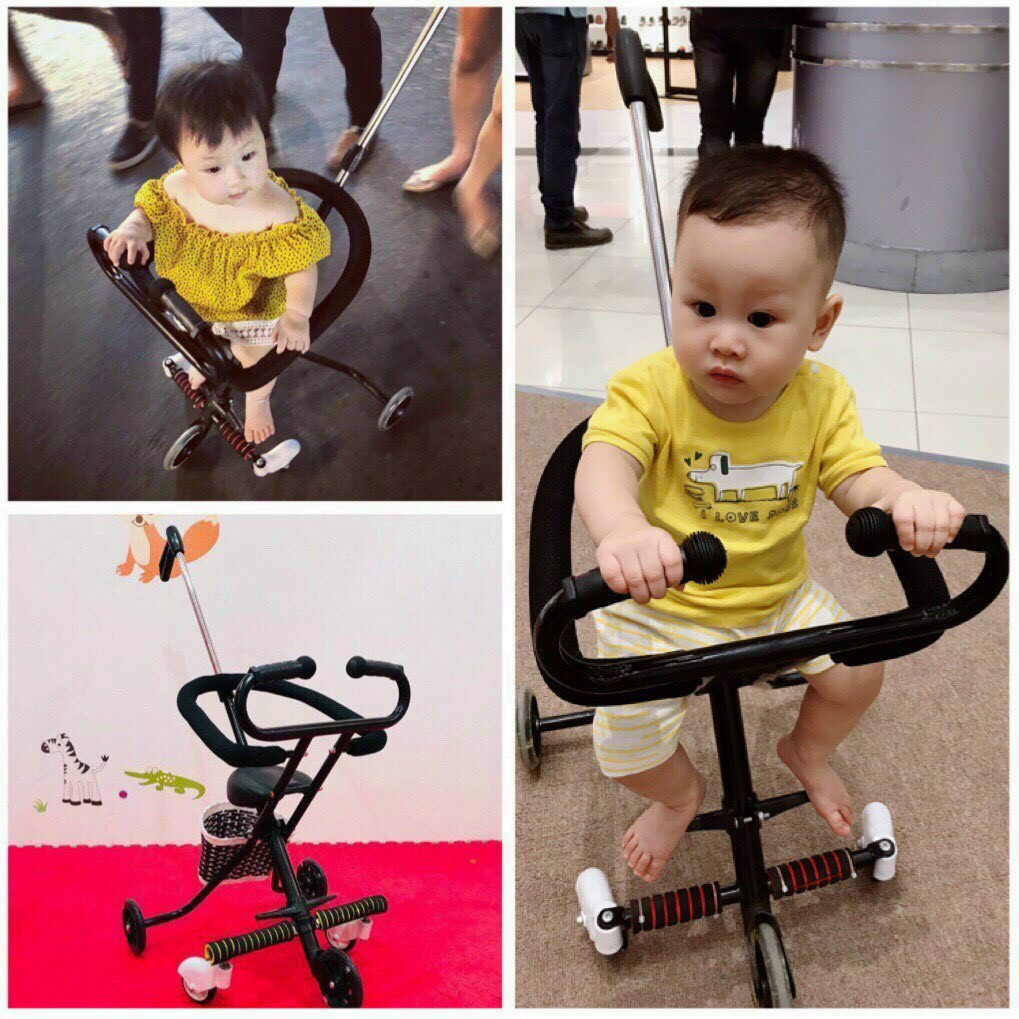 Xe Đẩy Siêu Thị 5 Bánh Gấp Gọn Thông Minh - Bánh Xe Có Đèn Phát Sáng