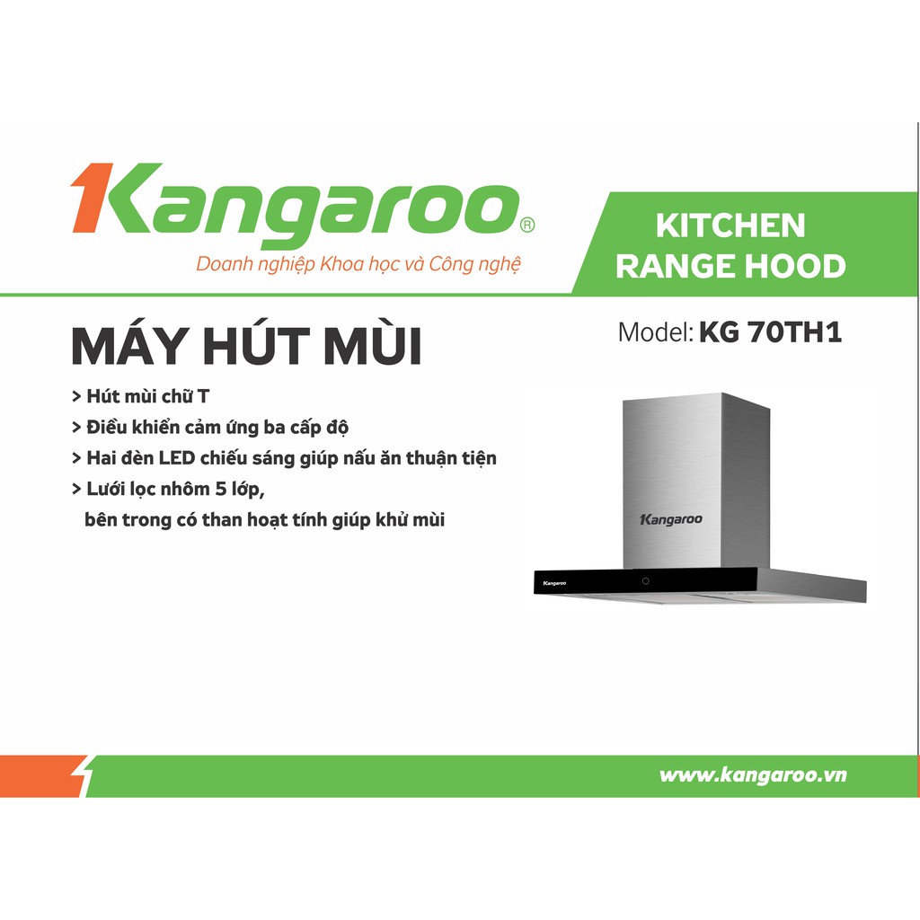 Máy hút mùi chữ T size 70 cảm ứng Kangaroo KG70TH1