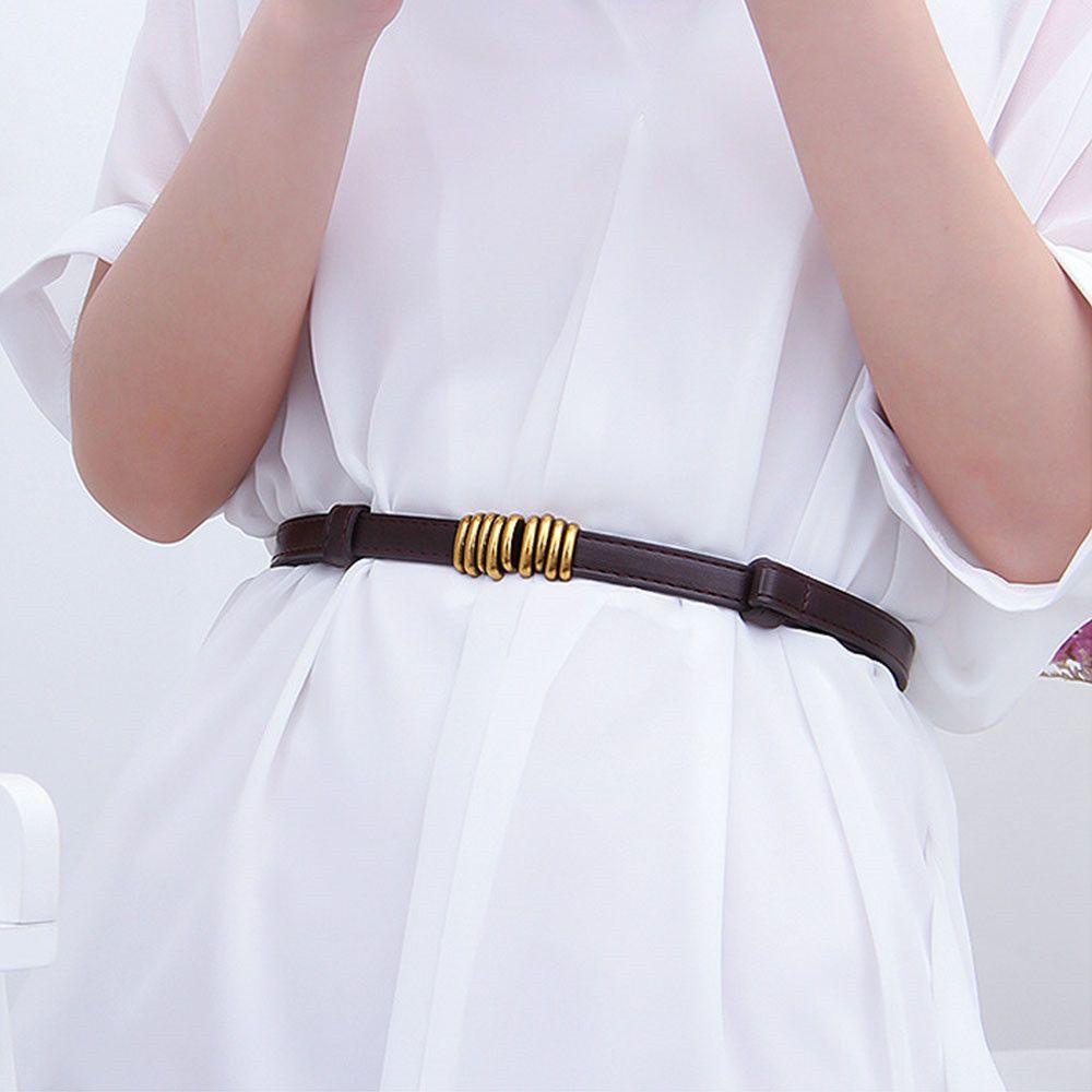 ORIENTLII Thắt Lưng Da Bản Nhỏ Khóa Kim Loại Thời Trang Cho Nữ