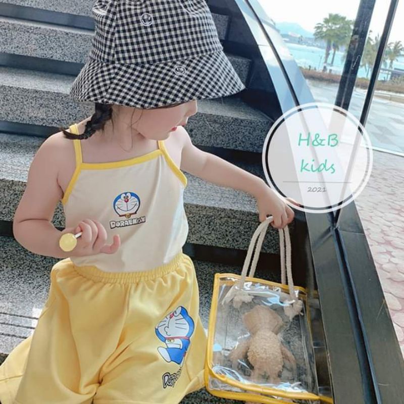 [MẪU MỚI] BỘ HAI DÂY DORAEMON CHẤT COTTON MỀM MÁT SIÊU ĐÁNG YÊU CHO BÉ 8-8KG. VIDEO THẬT. XƯỞNG MAY BIBO