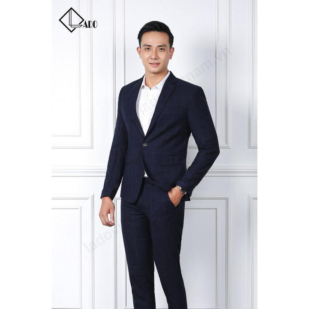Bộ Vest kẻ ô màu xanh đen LADO 982