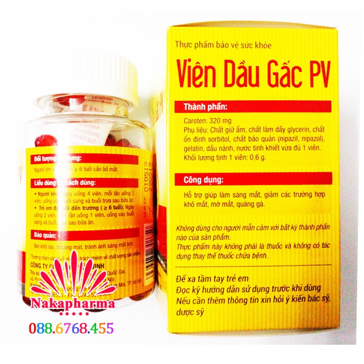 Viên Dầu Gấc PV Phúc Vinh – Giúp sáng mắt, bổ mắt, ngừa giảm thị lực, khô mắt, quáng gà, làm đẹp da sáng da | BigBuy360 - bigbuy360.vn