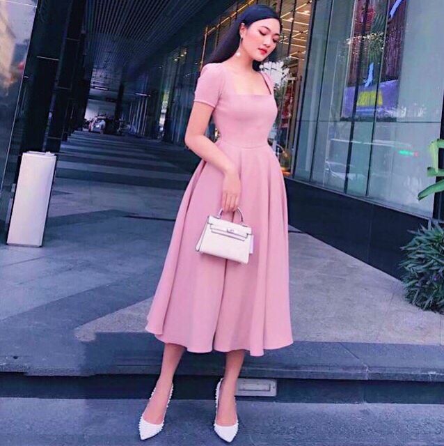 Đầm cổ vuông xoè Witch023- hình thật trải sàn | BigBuy360 - bigbuy360.vn