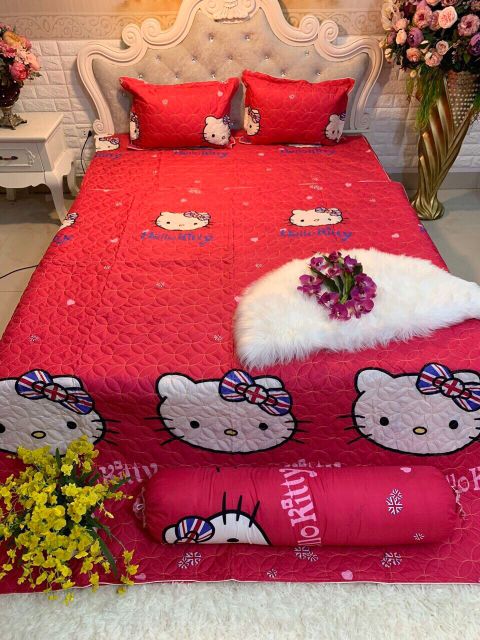 Bộ chăn ga gối cottong poly 5 món sẵn hàng