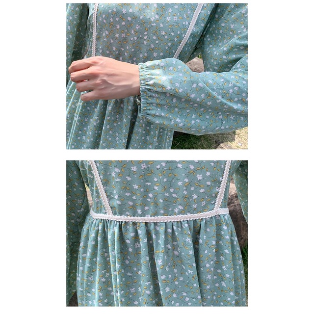 Đầm chữ A tay dài màu xanh lá thời trang thanh lịch cho nữ