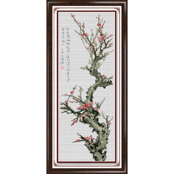 Tranh Thêu Chữ Thập Tứ Quý Đào RY1988  KT:31X74CM