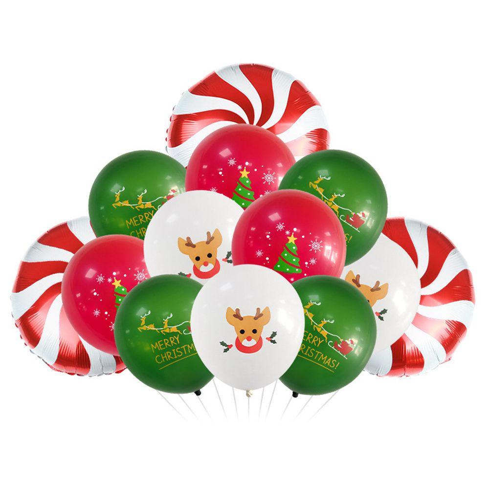 Set 1 13 Bong Bóng Cao Su Trang Trí Tiệc Sinh Nhật / Tiệc Giáng Sinh Màu Đỏ / Xanh Lá / Trắng