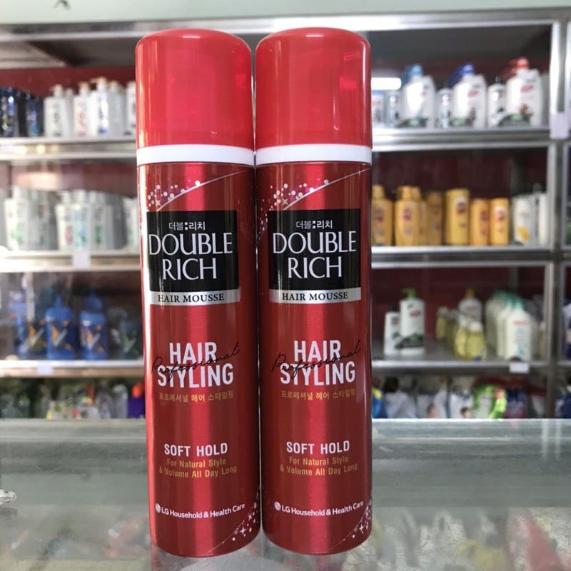 MOUSSE TẠO KIỂU &amp; GIỮ NẾP TỰ NHIÊN DOUBLE RICH SOFT HOLD(GIỮ MỀM) 150ml