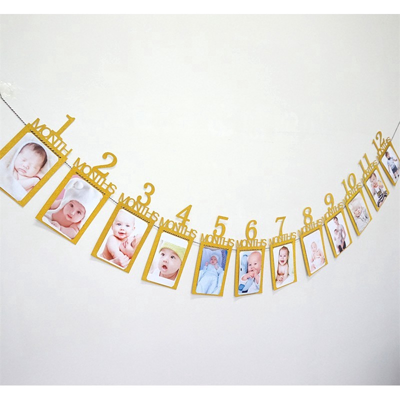 1 set Dây Treo Ảnh 12 Tháng Trang Trí Tiệc Sinh Nhật