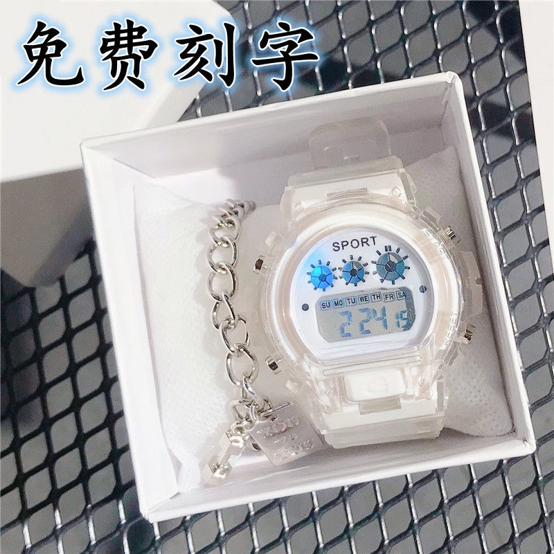 Đồng hồ đeo tay dây trong suốt đơn giản chống thấm nước thời trang cho nữ sinh trung học