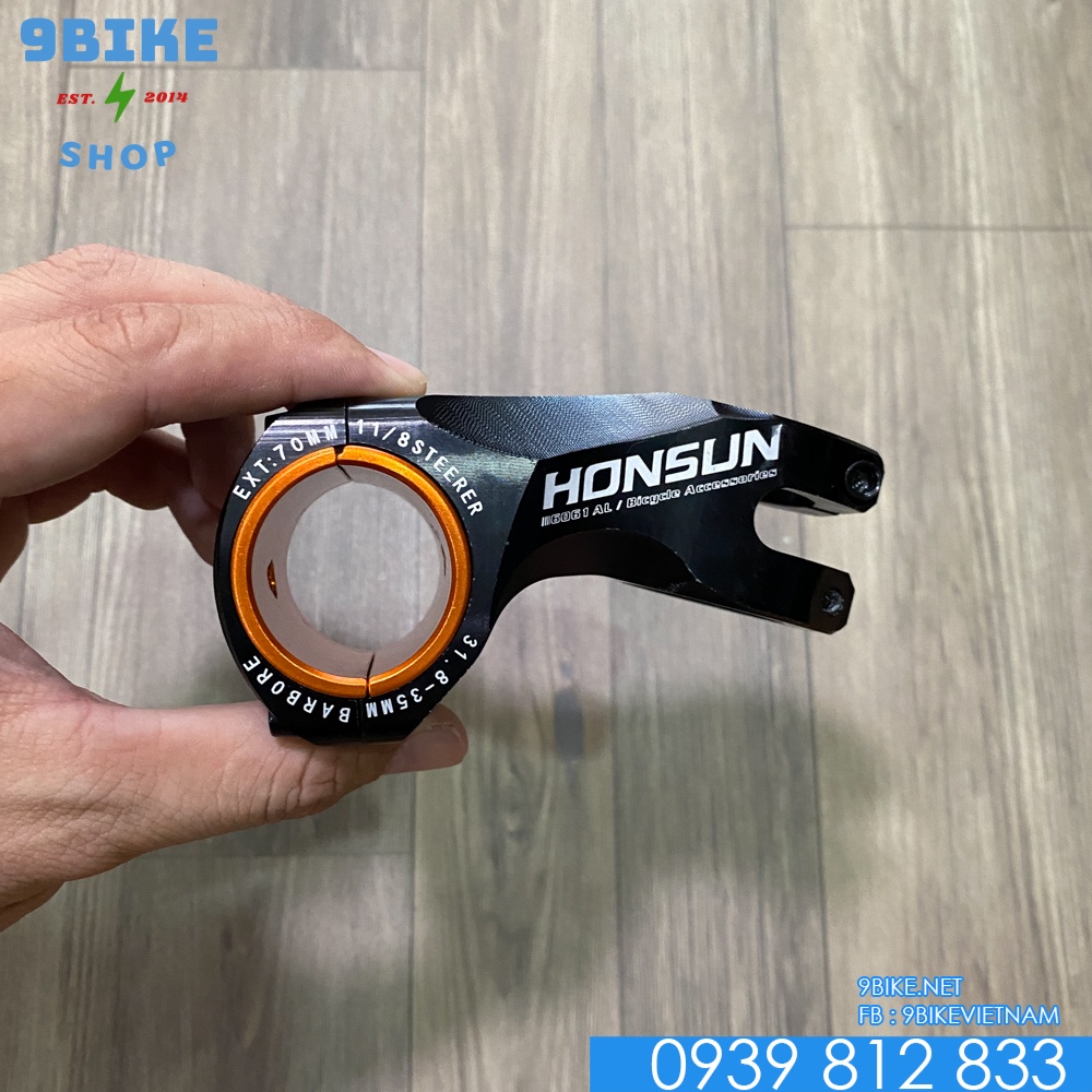 Pô tăng stem xe đạp nhôm CNC HonSun -17 độ 31.8 x 70mm