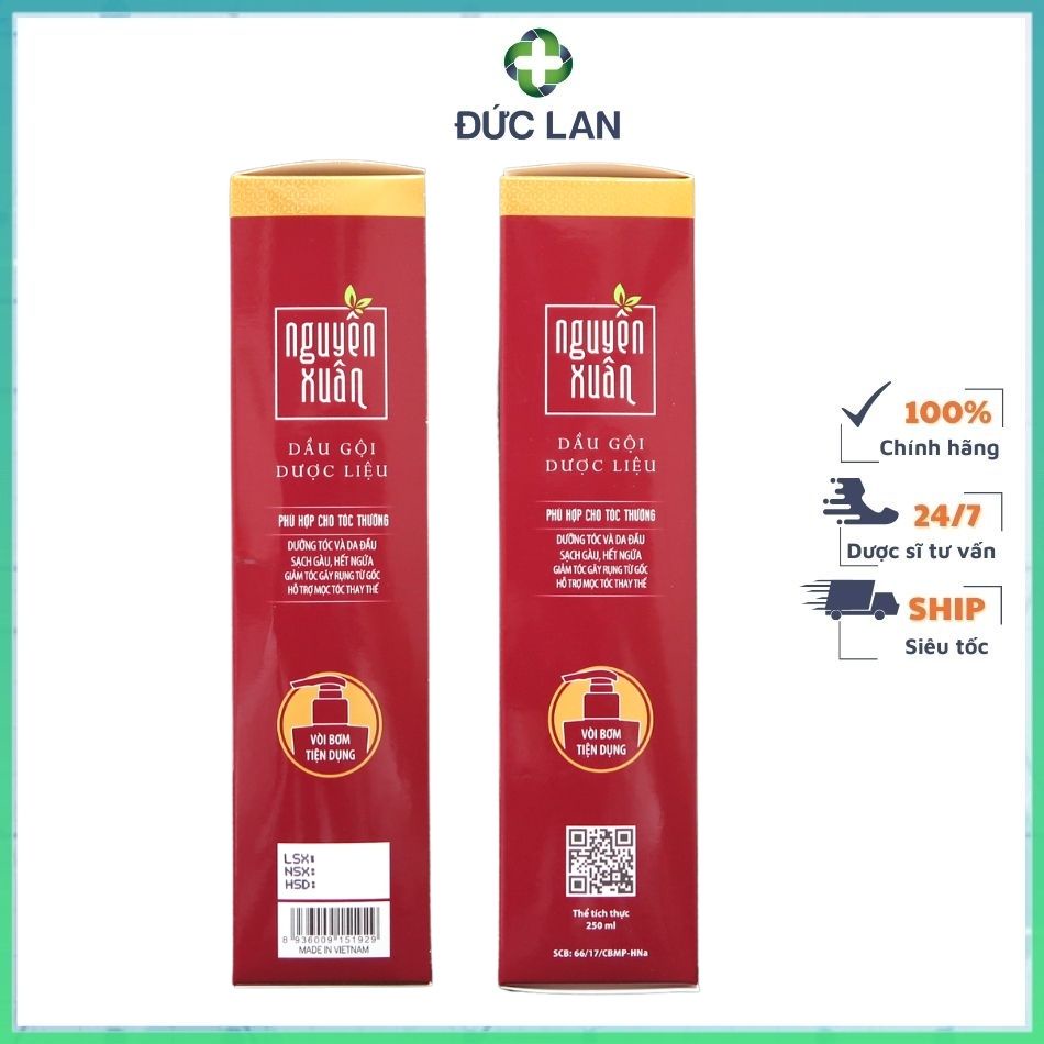 DẦU GỘI DƯỢC LIỆU NGUYÊN XUÂN 250ML DƯỠNG TÓC TỪ GỐC, GIÚP TÓC MỀM MƯỢT, BỒNG BỀNH